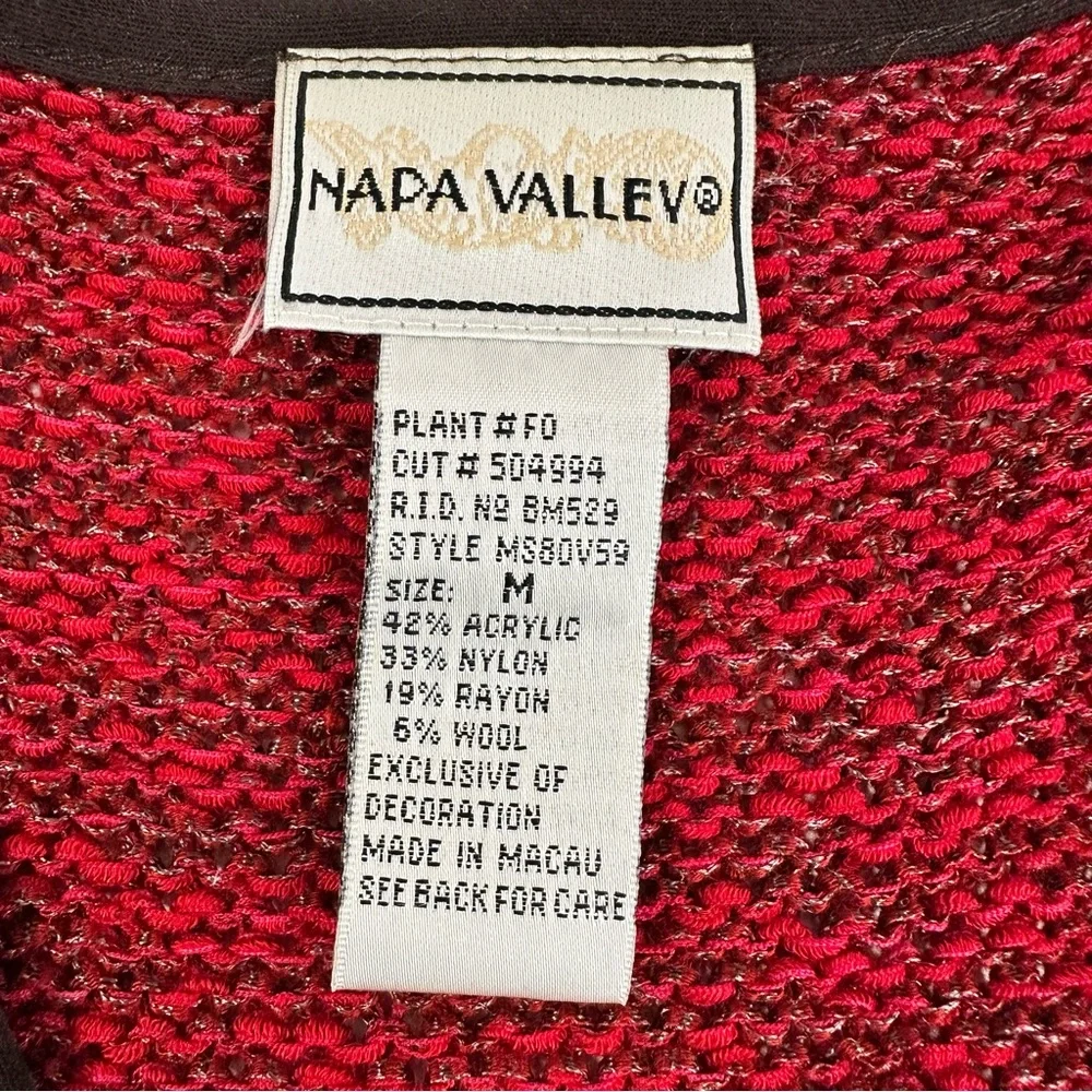 Vintage Napa Valley Patchwork Vest Medium Fall Embroidered Button‎ Front Casual